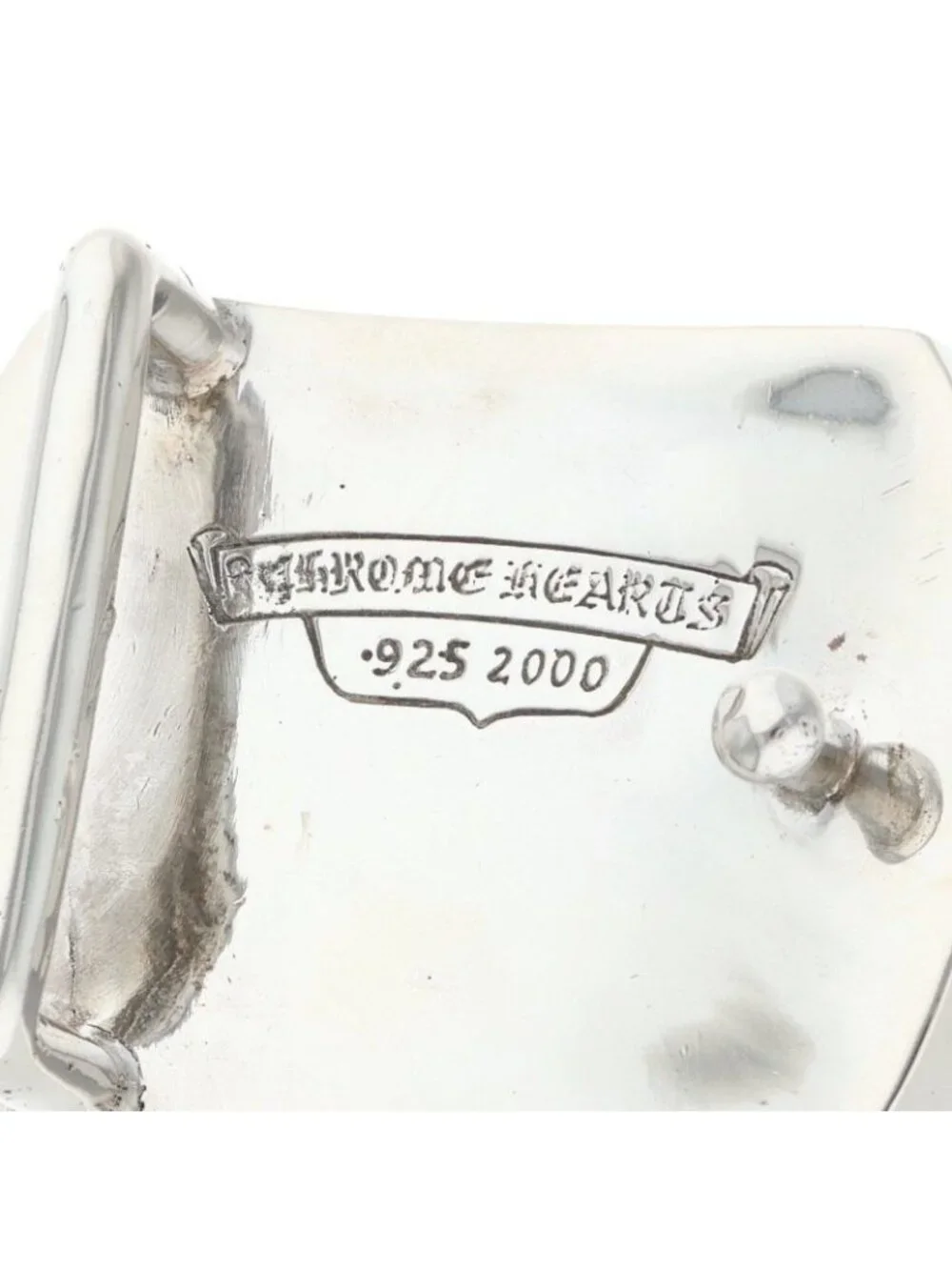 Chrome Hearts Buckl Mil Star Military Raised Silver Buckle Belt